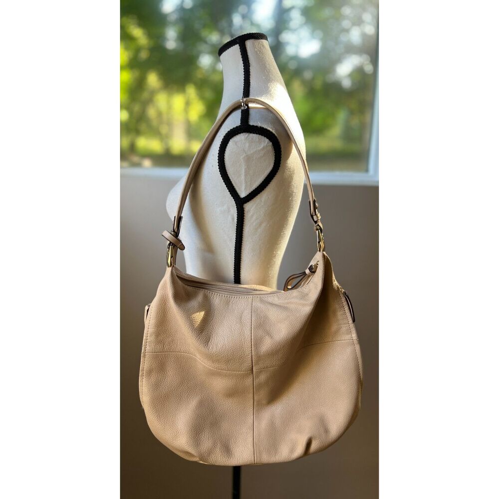 Tignanello cream colored pebbled leather hobo/shoulder bag